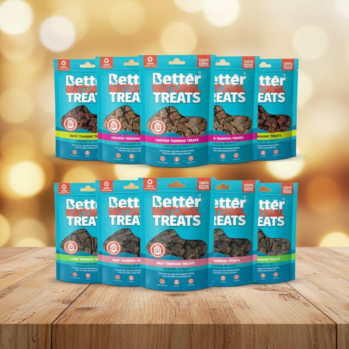Better Natural Treats on rustic wood background