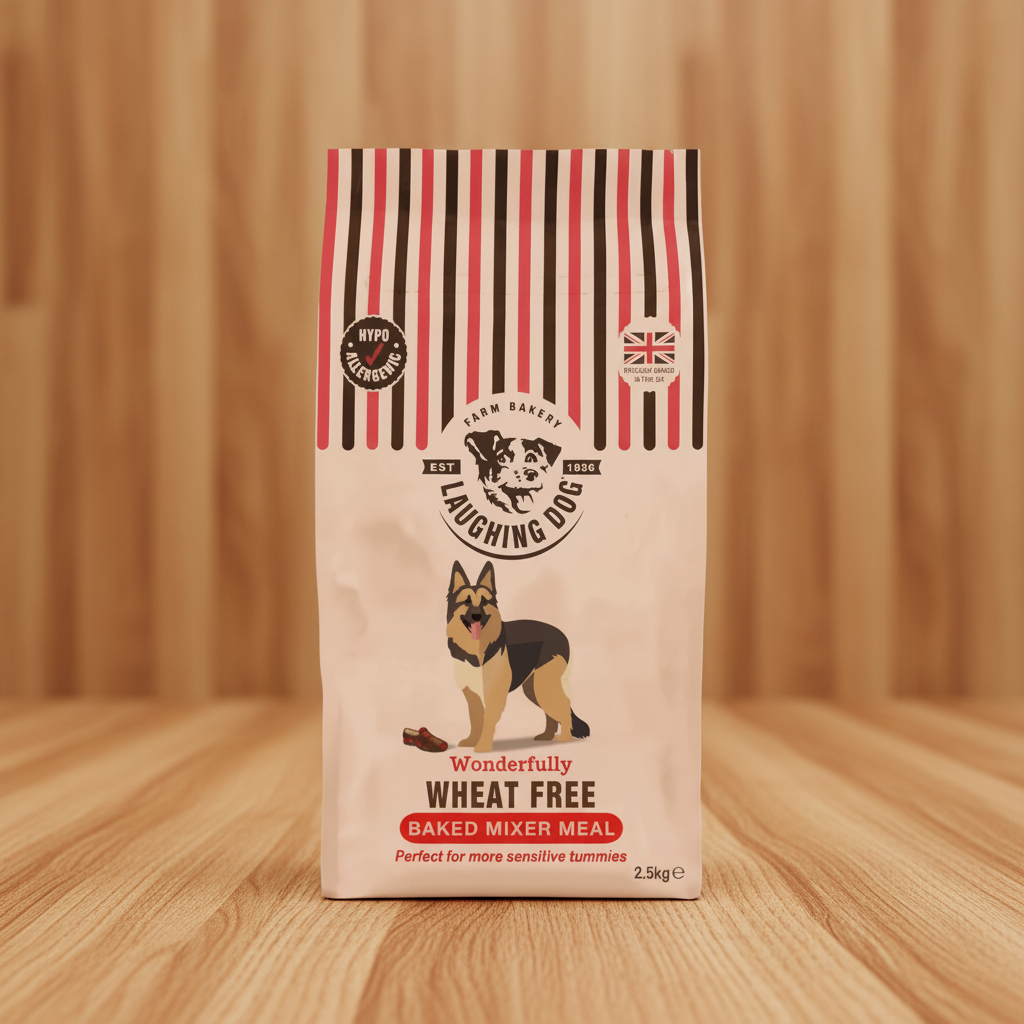 Laughing Dog Wheat Free Mixer Meal - Warm Wood Background