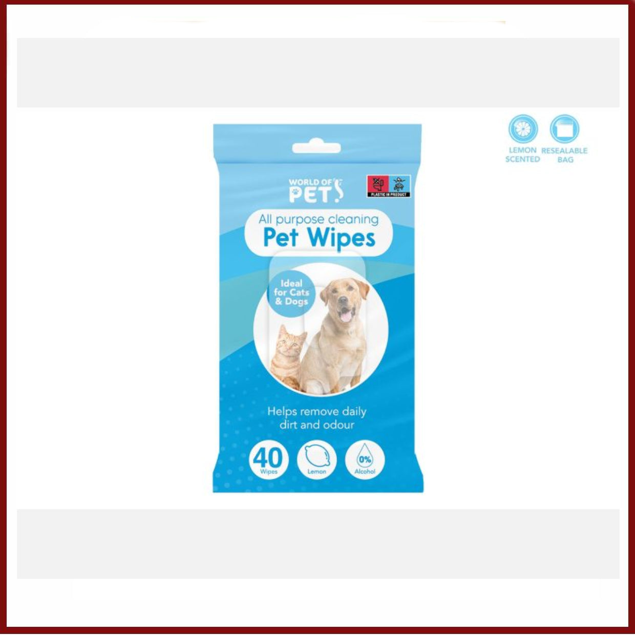 World of pets All Purpose Cleaning Pet Wipes 40 Pack