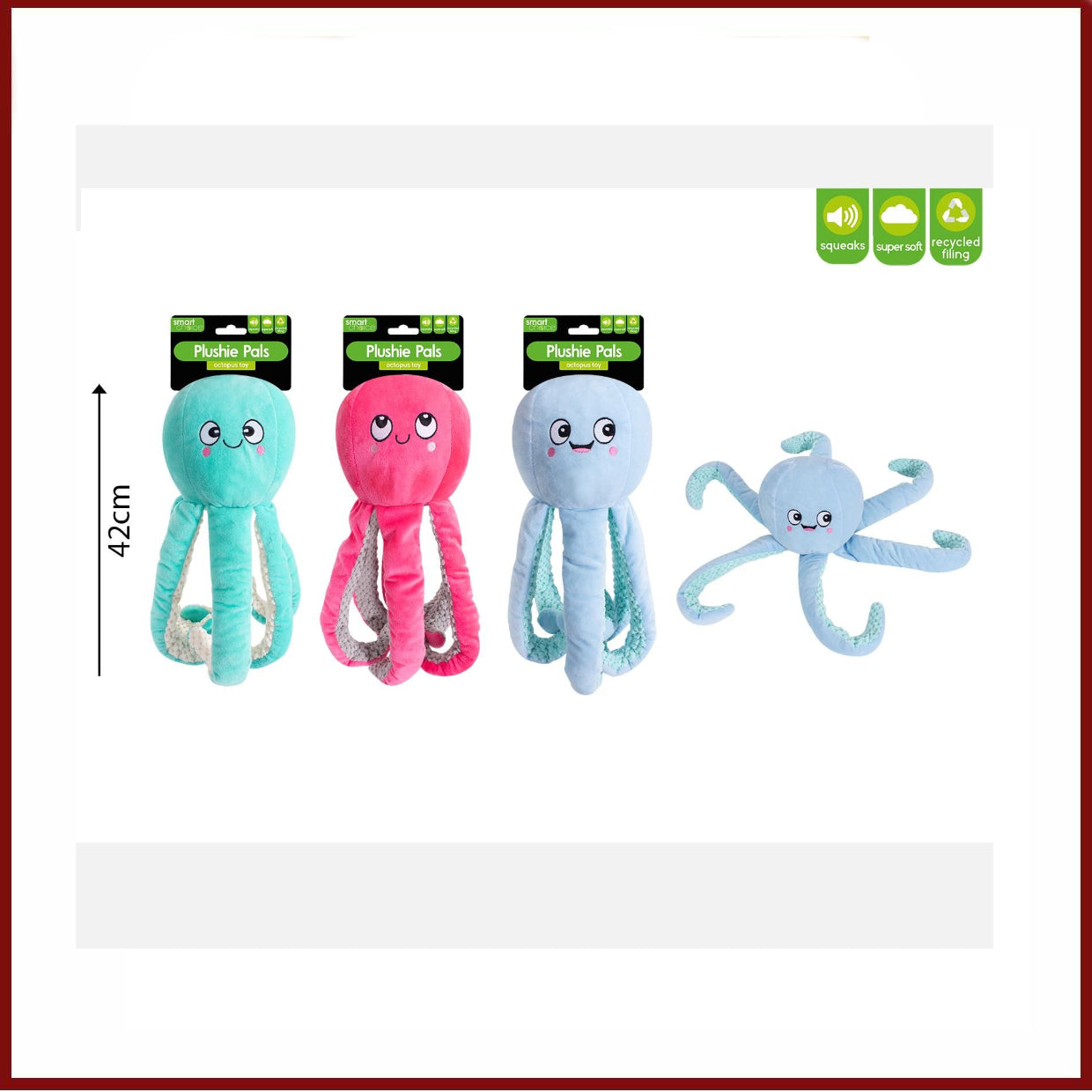 Smart Choice Plush Octopus Dog Toy SC1084