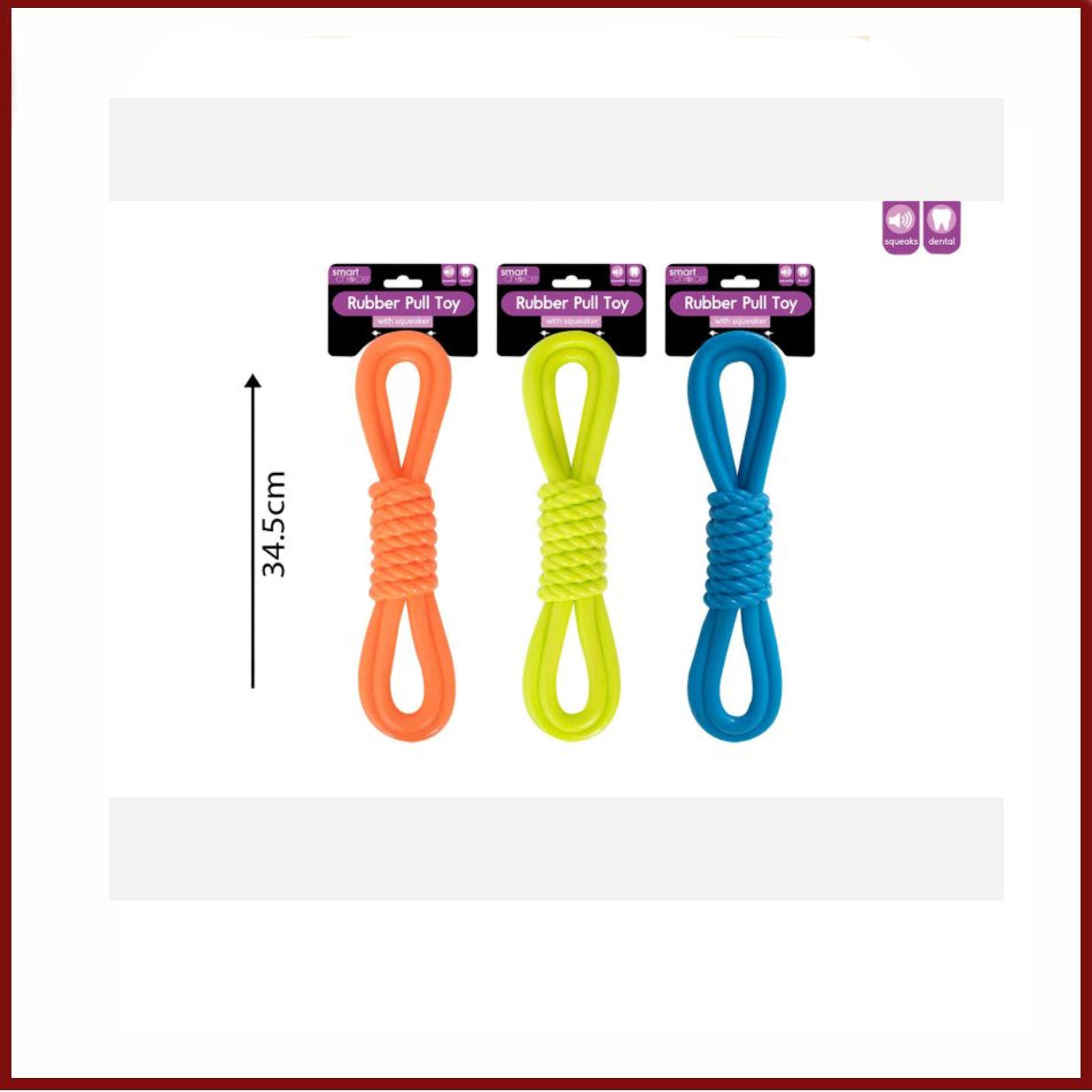 Smart Choice Rubber Rope Shaped Dog Toy With Squeaker SC1852