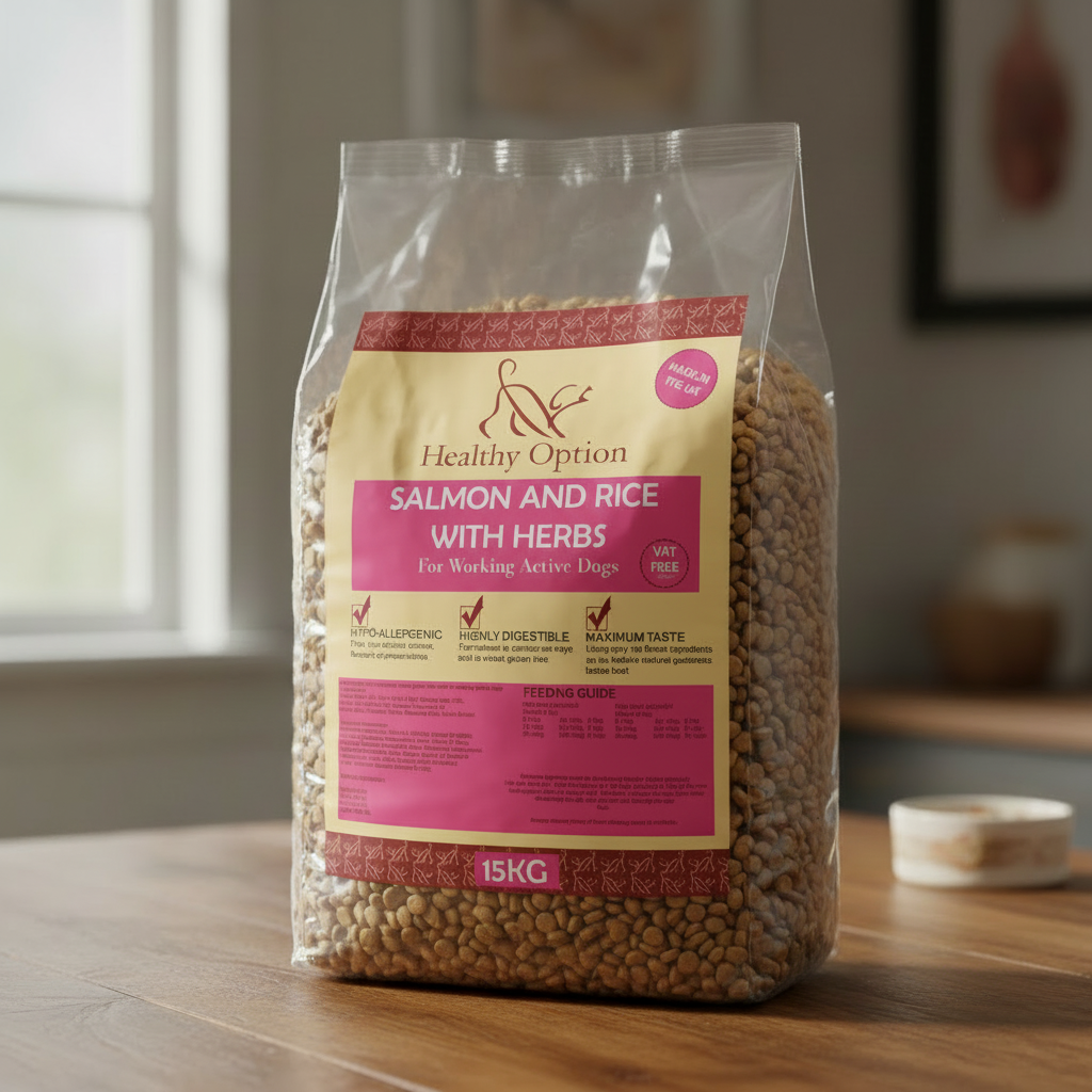 Salmon & Rice With Herbs For Working Active Dogs – Healthy Option Pet Food