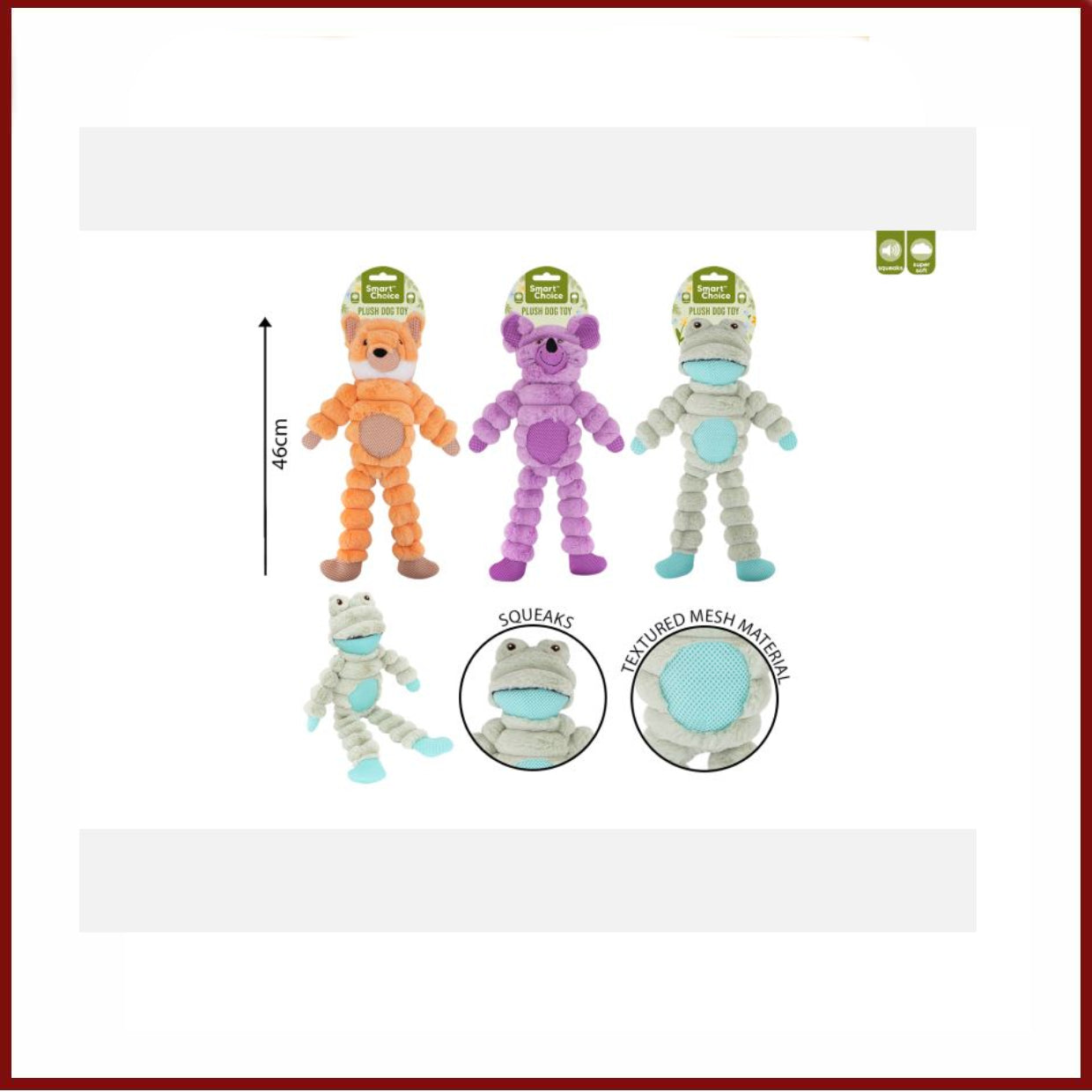 Smart Choice Squeaky Plush Long Animal Dog SC2006