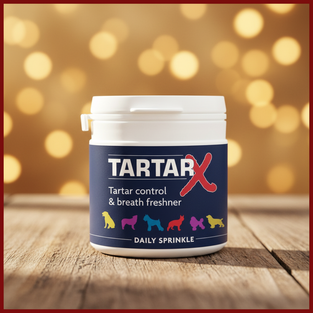 TartarX on rustic wood with warm bokeh